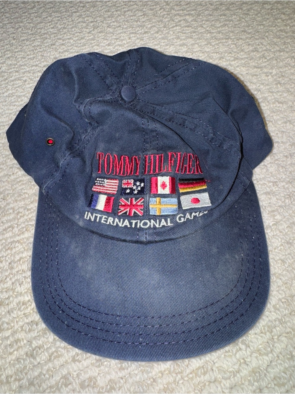 Tommy Hilfiger Navy Cap with Embroidered Flags